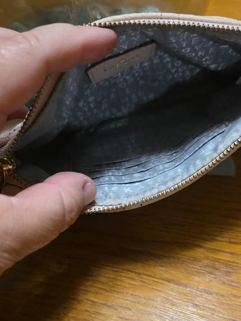 kate spade Quilted Leather Wristlet in Light Taupe